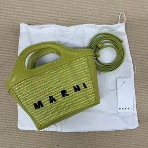 Marni green woven mini woven bag